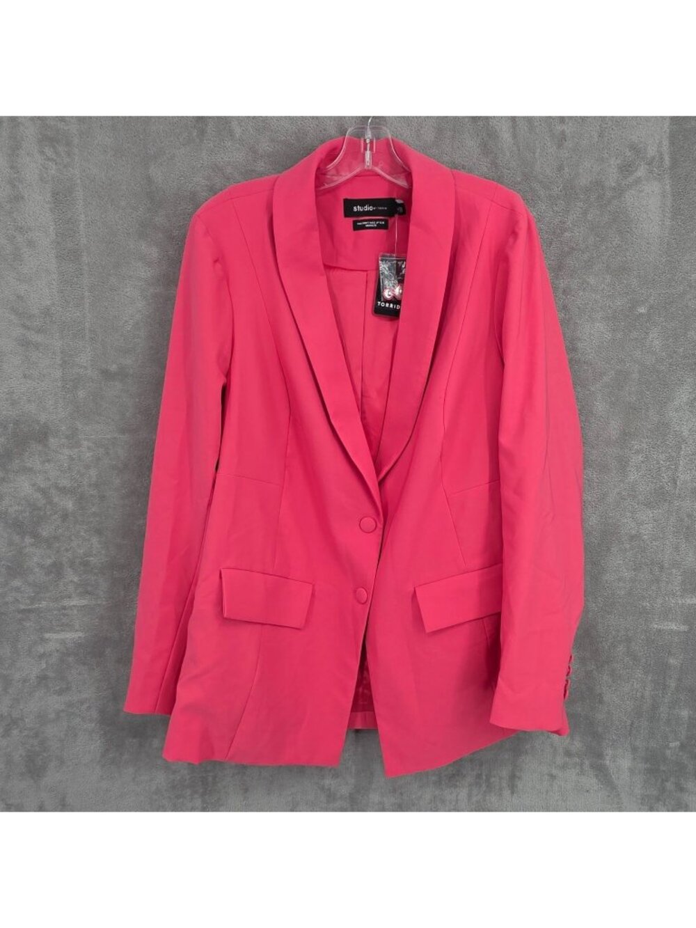 Torrid Studio Refined Crepe Classic Long Line Blazer 2 Honeysuckle Pink Chic New